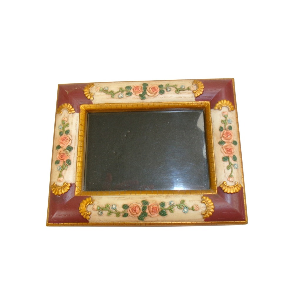 Vintage Rose Floral Picture Frame 4x6 Ornate Resin Tabletop Victorian Style Chic